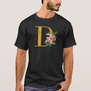 Camiseta Letras Iniciales Monograma Bonito Flores D Mayúscu