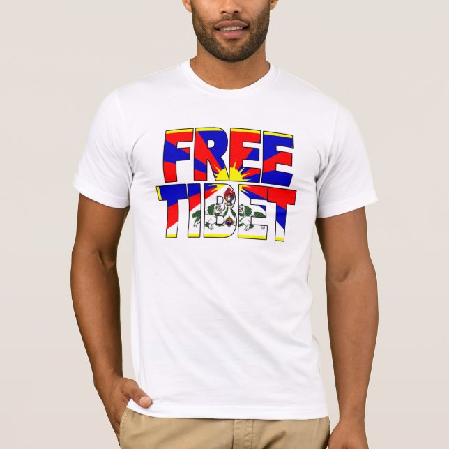 Camiseta Letras libres de Tíbet cortadas de bandera (Anverso)