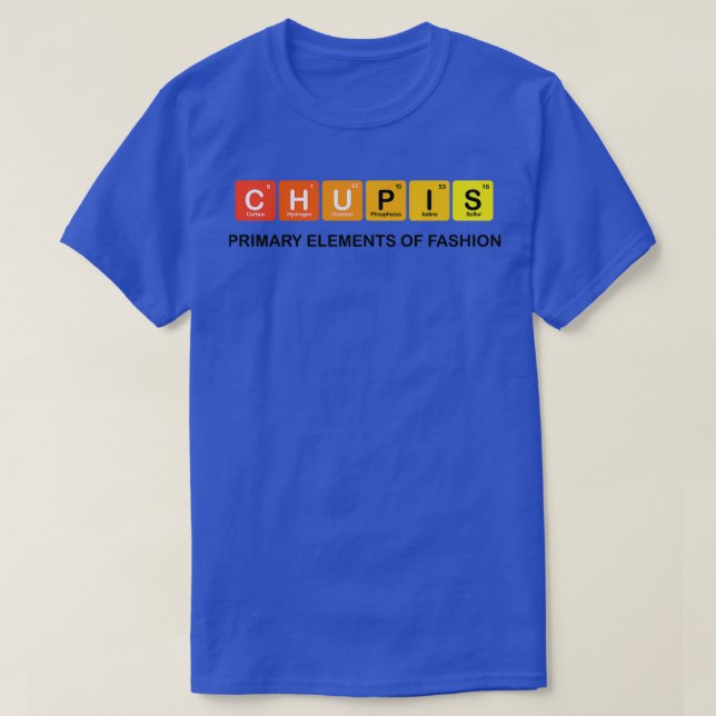 Camiseta Letras negras de elementos rojos de Chupis (Diseño del anverso)