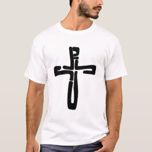 Camiseta letras negras de Jesús en la Cruz