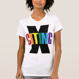 Camiseta Letras originales del arco iris blanco excitantes 