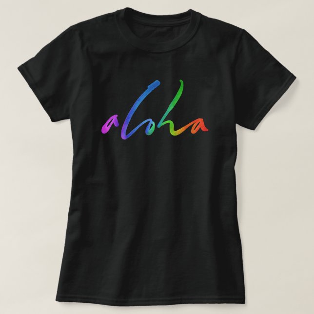 Camiseta Letras tropicales coloridas de Aloha - Hawaii Hawa (Diseño del anverso)