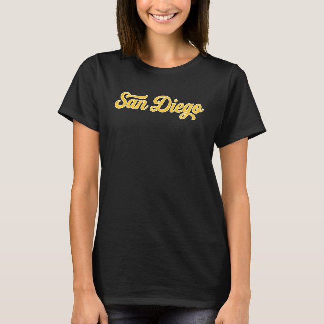 Camiseta Letrero Cool Retro San Diego 1970s Script (Anverso)