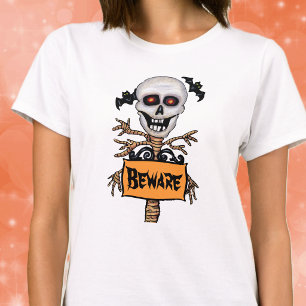 Camiseta Letrero de advertencia de árbol de cráneo espeluzn