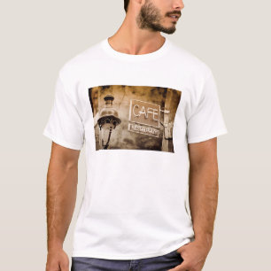 Camiseta Letrero de café sepia, París, Francia