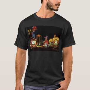 Camiseta Letrero de casinos con luces de neón de noche en L