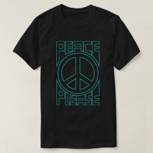 Camiseta Letrero de Contorno Turquesa Paz Por Favor