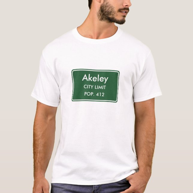 Camiseta Letrero de límite de ciudad de Akeley Minnesota (Anverso)