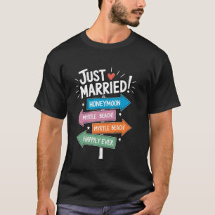 Camiseta Letrero de luna de miel Myrtle Beach recién casado