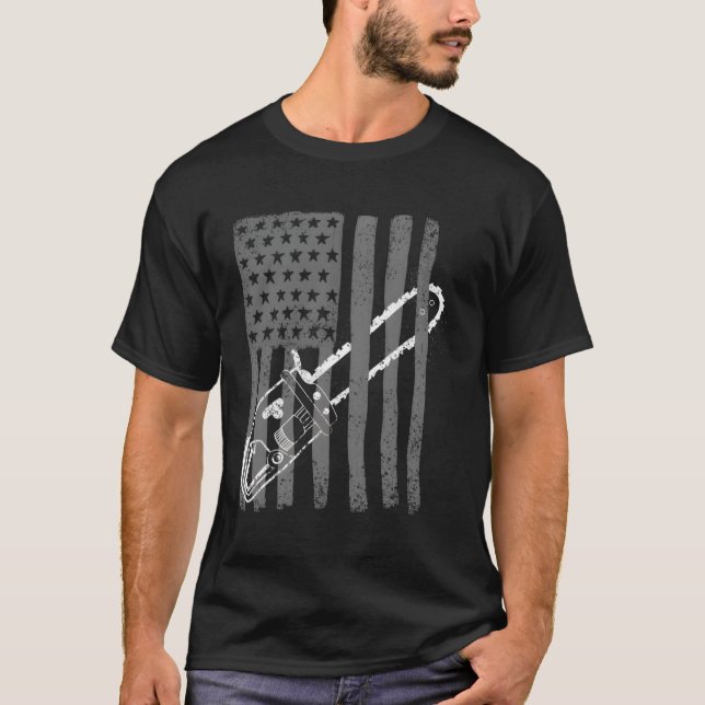 Camiseta Letrero de madera de Bandera Estadounidense en Cha (Anverso)