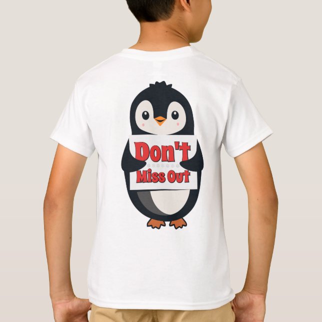 Camiseta Letrero de Pingüino: No te Pierdas (Reverso)