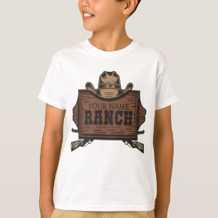 Camiseta Letrero de rancho occidental de armas de vaquero c