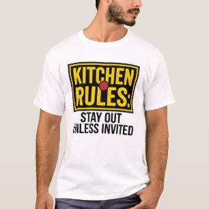 Camiseta Letrero divertido de advertencia de reglas de coci