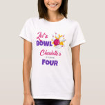 Camiseta Let's Bowl Kids Bowling Birthday Party<br><div class="desc">¡Prepárate para divertirte con esta adorable camiseta de cumpleaños con temática de bolos! Perfecto para el cumpleaños de una niña pequeña,  este diseño cuenta con un lindo boliche y una feliz bola de bolos. Personalice con sus detalles de fiesta una camiseta única que causará una impresión duradera.</div>