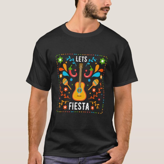 Camiseta Let's Fiesta Cactus Sombrero Hat Cinco De Mayo (Anverso)