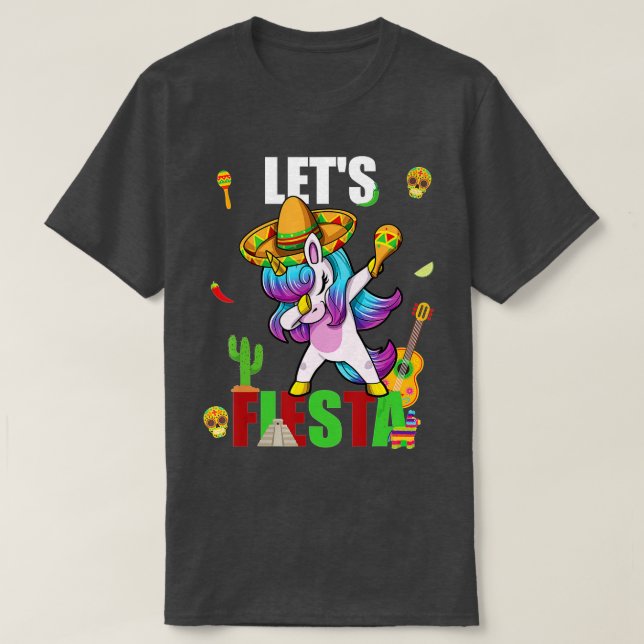 Camiseta LET'S FIESTA divertida mexicana unicornio méxico c (Diseño del anverso)