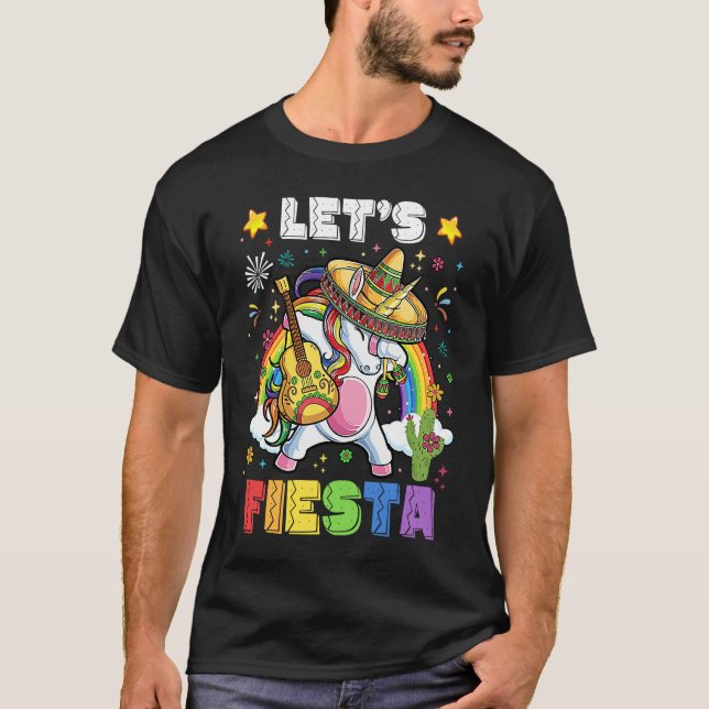 Camiseta Let's Fiesta Unicorn Dabbing Cinco De Mayo Mexican (Anverso)