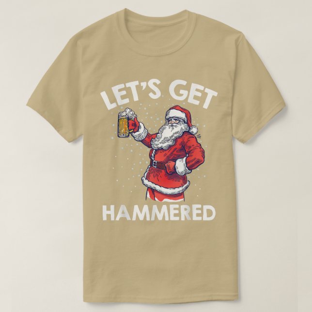Camiseta Let's Get Drunk Beer Drinking Santa Claus Funny Ch (Diseño del anverso)
