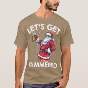Camiseta Let's Get Drunk Beer Drinking Santa Claus Funny Ch