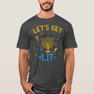 Camiseta Lets Get Lit Funny Ugly Hanukkah Awesome