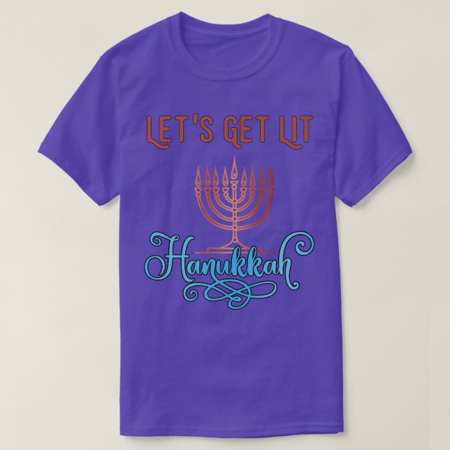 Camiseta Let's Get Lit Hanukkah Pajamakah Menorah Nine Cand (Diseño del anverso)