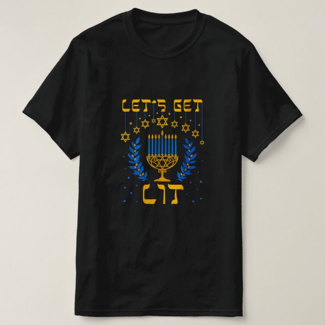Camiseta Let's Get Lit Hanukkah Shirt Jew Menorah Jewish Ch (Diseño del anverso)