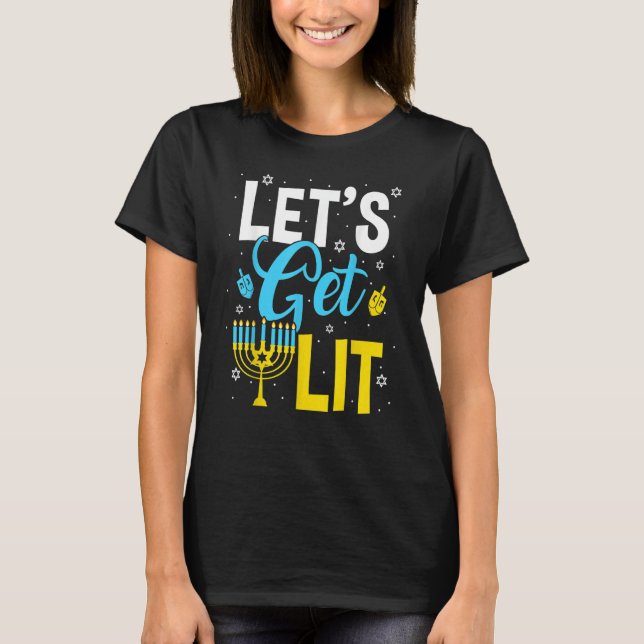 Camiseta Let's Get Lit Menorah Hanukkah Jewish (Anverso)