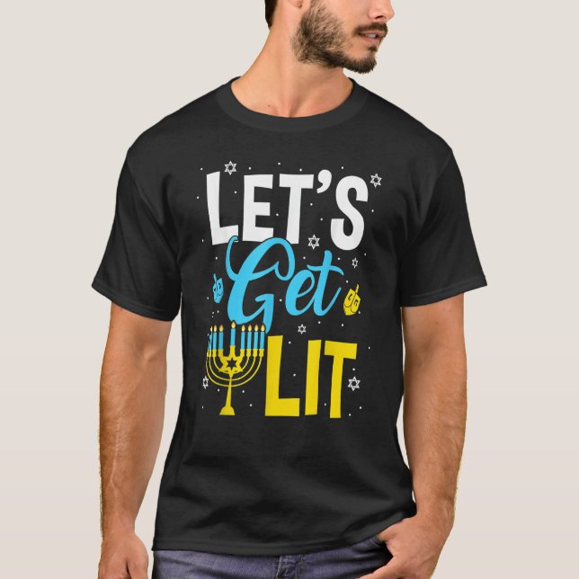 Camiseta Let's Get Lit Menorah Hanukkah Jewish (Anverso)