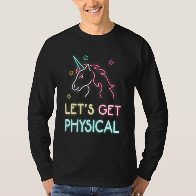 Camiseta Let's Get Physical 80s Retro Workout Unicorn (Anverso)