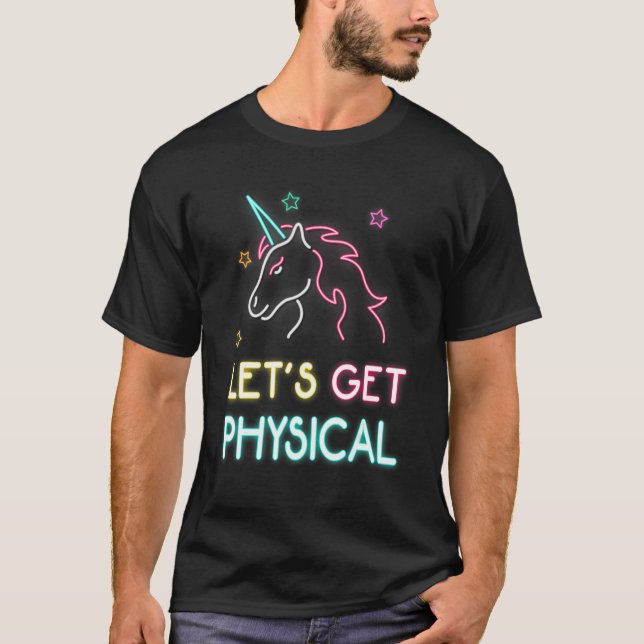 Camiseta Let's Get Physical 80s Retro Workout Unicorn (Anverso)