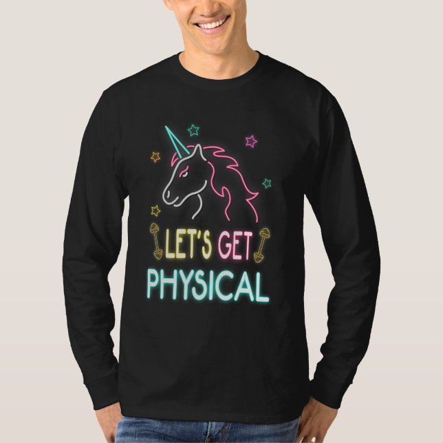 Camiseta Let's Get Physical Workout Unicorn 80s Retro (Anverso)