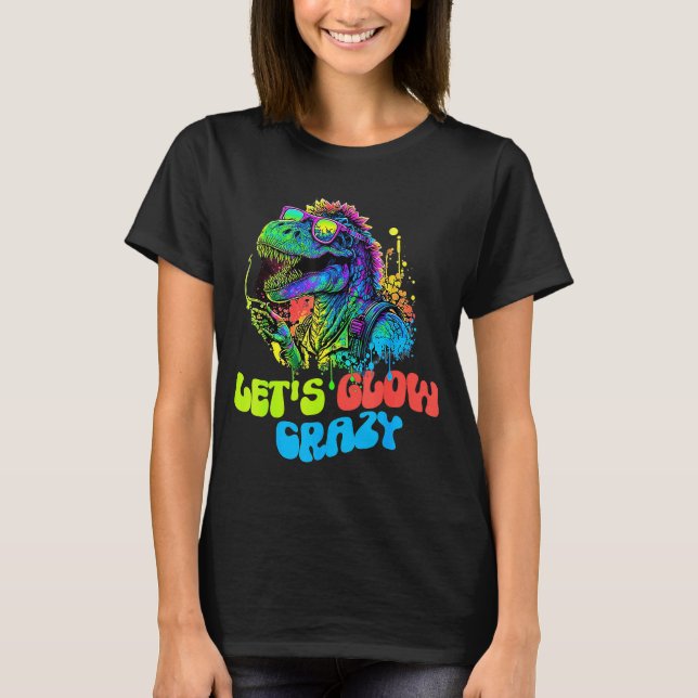 Camiseta Let's Glow Crazy Dinosaur Glow Fiesta para niños a (Anverso)