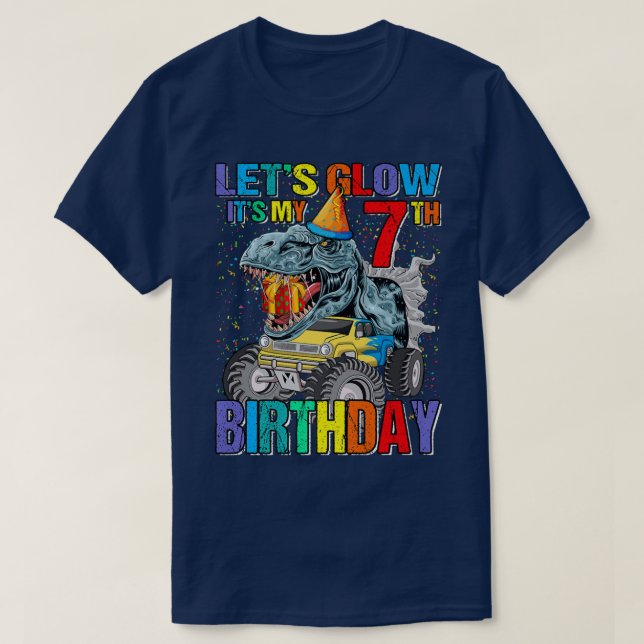 Camiseta Let's Glow Party It's My 7th Birthday Monster Truc (Diseño del anverso)