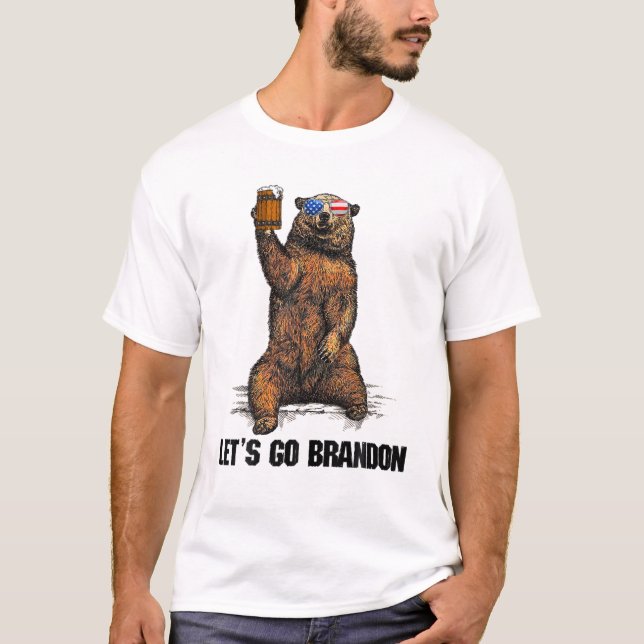 Camiseta Lets Go Brandon Bear Drinking (Anverso)