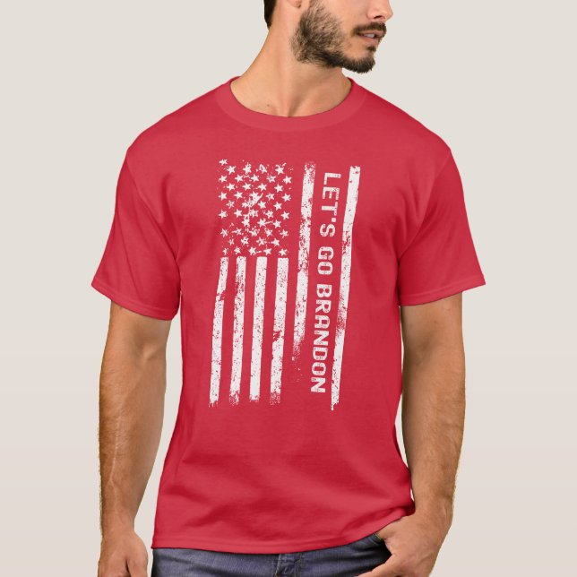 Camiseta Lets Go Brandon - Distressed US Flag (Anverso)