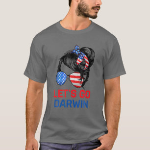 Camiseta Let's Go Darwin Women Girl Lets Go USA Flag Messy