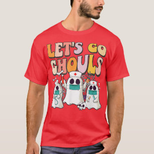 Camiseta Lets Go Ghouls Halloween Ghost Groovy Retro 70s Hi