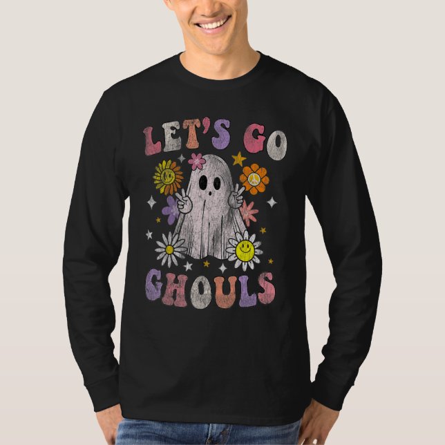 Camiseta Lets go ghouls Retro Ghouls Ghost 70s Halloween Fa (Anverso)