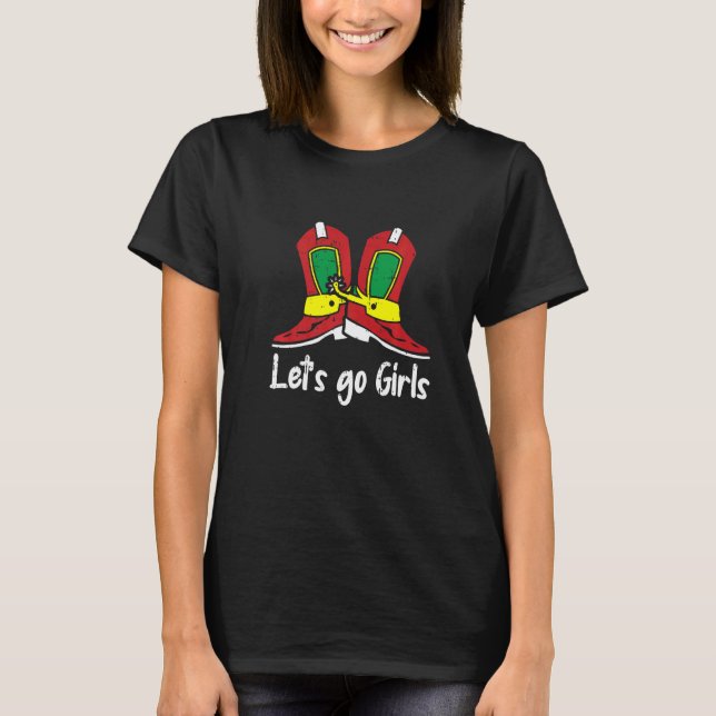 Camiseta Lets Go Girls Christmas Pajama Cool Western Cowgir (Anverso)