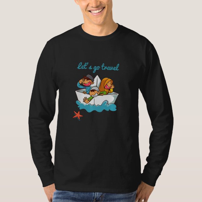 Camiseta Let's Go Travel The Ocean Toy Paper Boat   (Anverso)