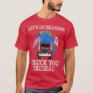 Camiseta Lets Go Truck You Trudeau USA Canada Flag Truckers