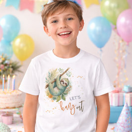 Camiseta Let's hang out sloth kids birthday