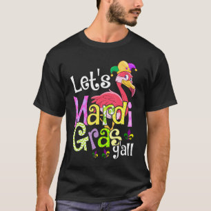 Camiseta Lets Mardi Gras Yall Flamingo Jester Gorra
