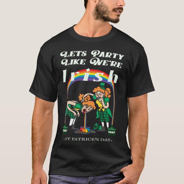Camiseta Lets Party Like We're Irish Rainbow Pot of Gold (Anverso)