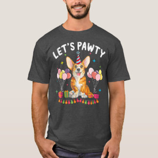 Camiseta Lets Pawty Birthday Pembroke Welsh Corgi Kid Dog P