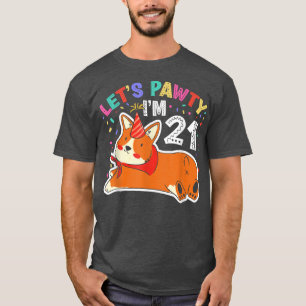Camiseta Lets Pawty Im 2121st Birthday Corgi Dog