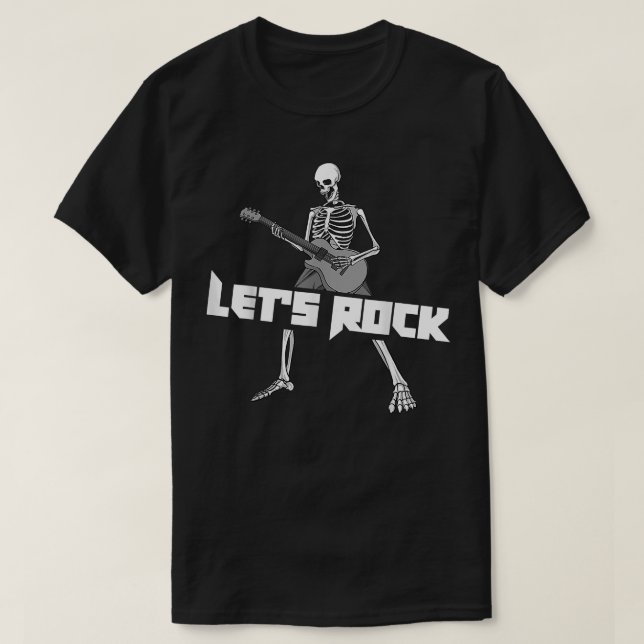 Camiseta Lets Rock Skeleton Guitar Playing Halloween Costum (Diseño del anverso)