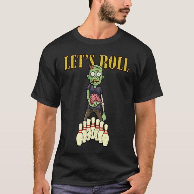 Camiseta let's roll zombie bowling league Halloween men wom (Anverso)