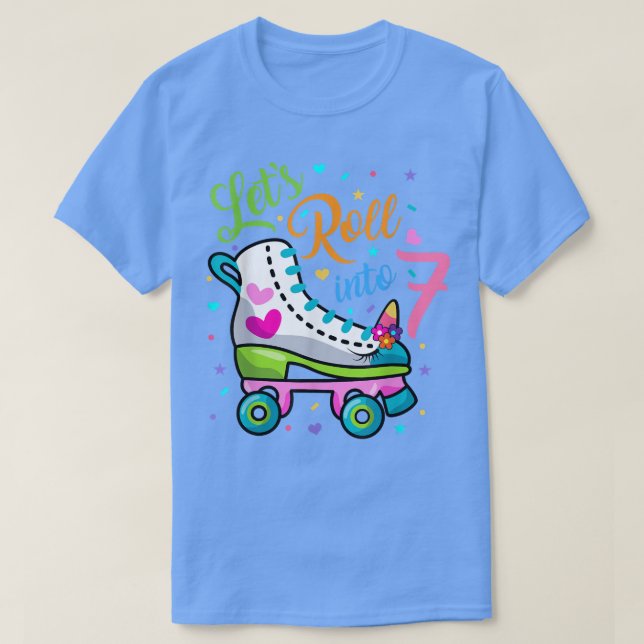 Camiseta Let's Rolling Into 7 Years Old 7th Birthday Skatin (Diseño del anverso)