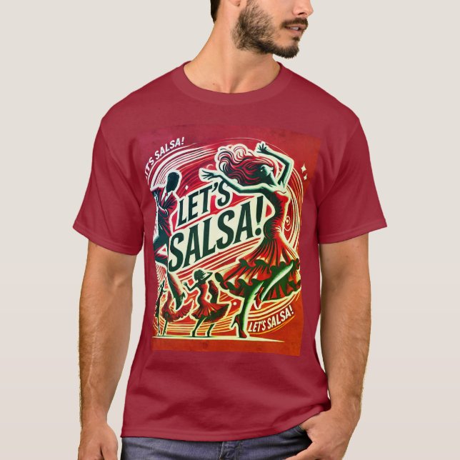 Camiseta "Let's Salsa" audaz y vibrante Salsa Dance T-Shirt (Anverso)